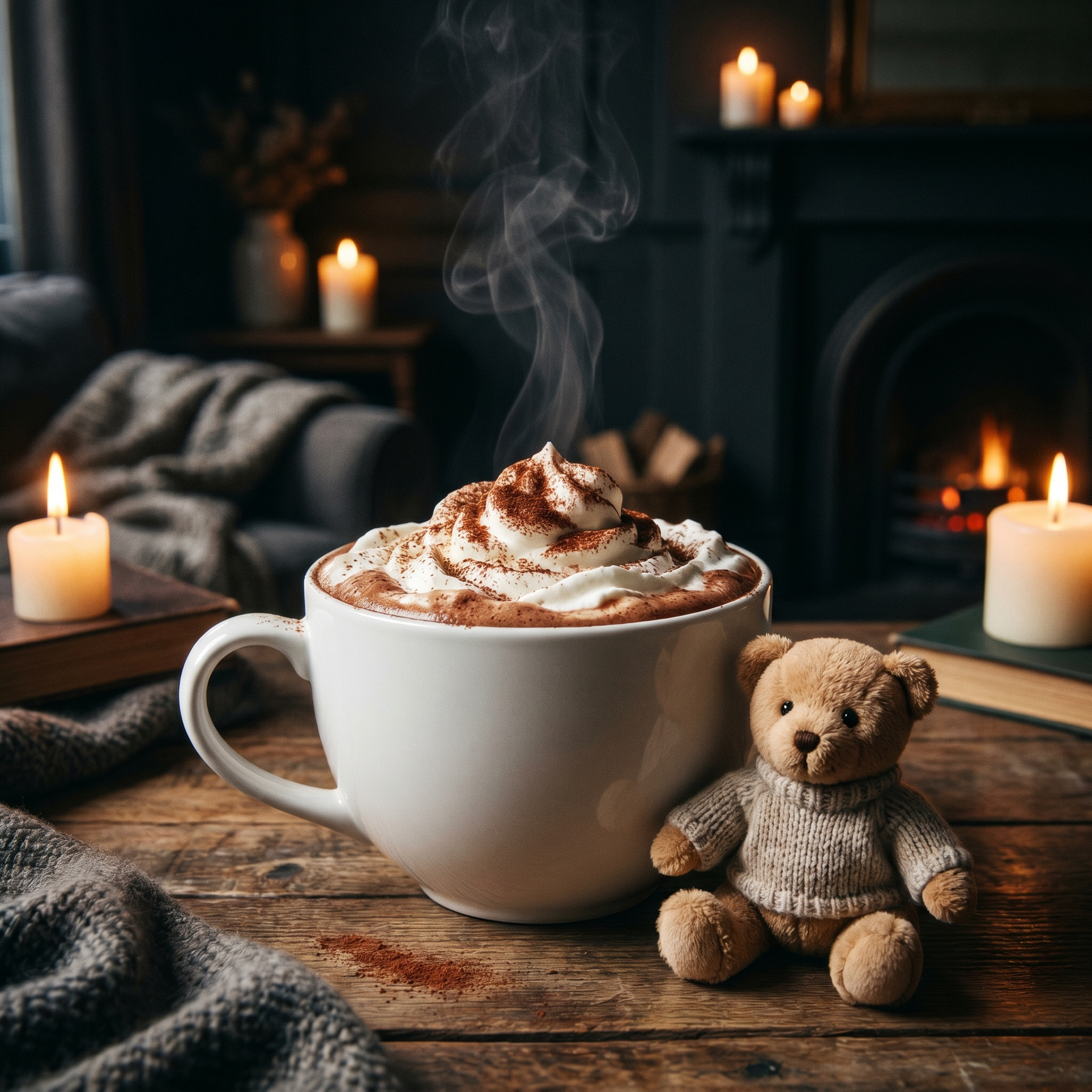 Winter Hot Chocolate with teddy bear